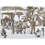 Fyffe Christie (1918-1979) British. "Greenwich Park, Bandstand", Watercolour, Inscribed on labels on