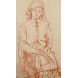 Fyffe Christie (1918-1979) British. "Fiona", a Young Girl Seated,Red Conte, Signed and Dated 1966,