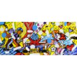 Romero Britto (1963- ) Brazilian. "Party Time", Mixed Media on a Print base, Signed and Numbered 1/