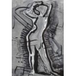 John Lancaster (20th Century) British. Study of a Standing Nude, Watercolour and Ink, Signed, 9.