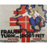 Hans Rudi Erdt (1883-1918) German. "Frauen-Turn und Sport-Fest", Poster, 27.75" x 35" (70.5 x 89cm).