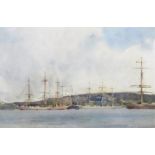 Henry Scott Tuke (1858-1929) British. "Carrick Roads Anchorage, Falmouth", Watercolour, Signed