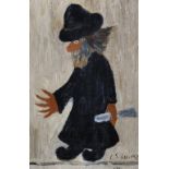 After Laurence Stephen Lowry (1887-1976) British. Study of a Walking Man, holding a Paper, Oil on