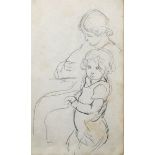 Augustus John (1878-1961) British. "Caspar", a Mother and Child, Pencil, Inscribed on labels on