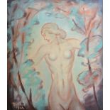 Frantisek Drtikol (1883-1961) Czech Republic. Study of a Nude, Oil on Board, Signed and Dated