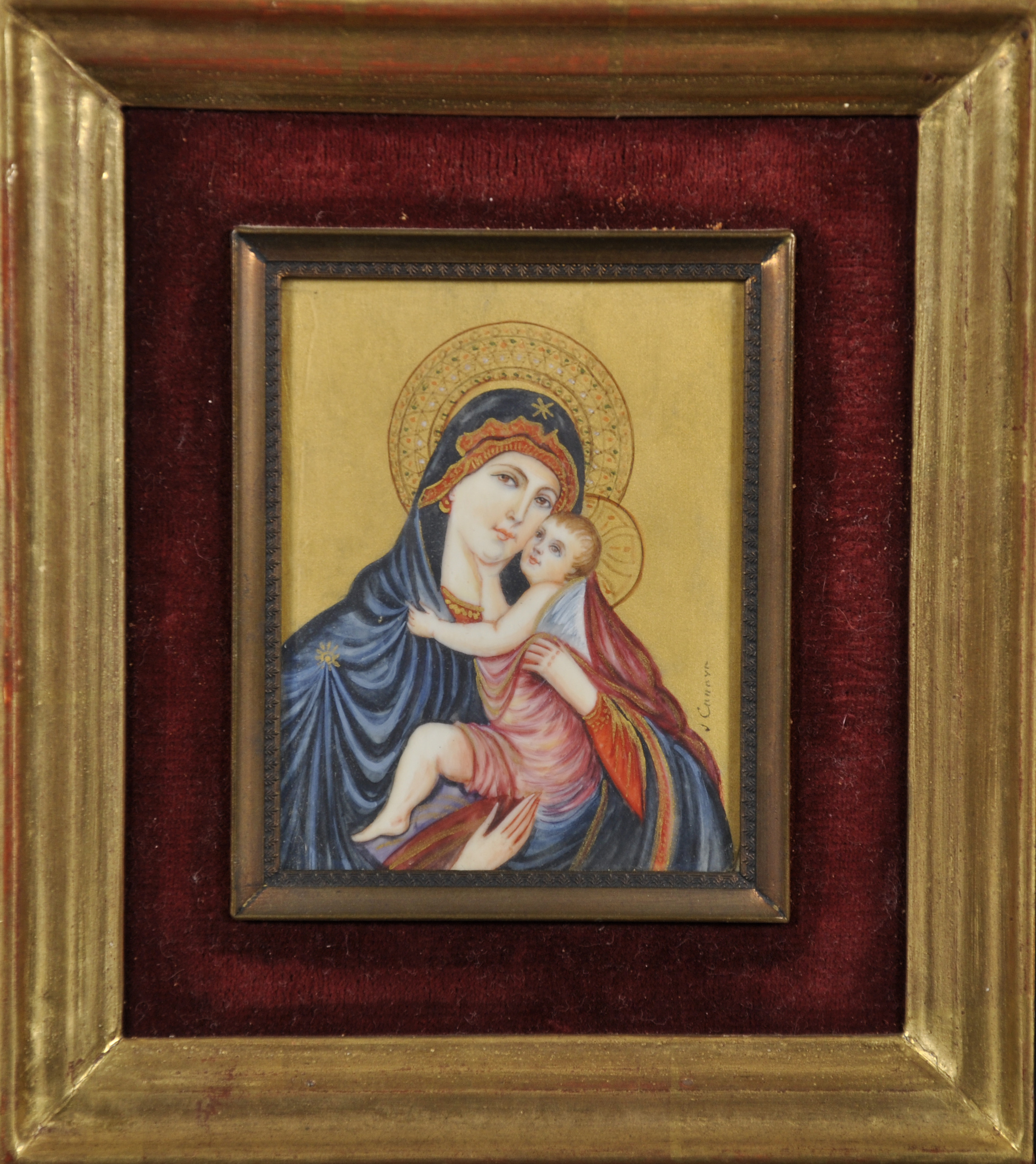 J... Canava (20th Century) Italian. The Madonna and Child, Mixed Media, Signed, 3.25" x 2.5" (8.2 - Image 2 of 5