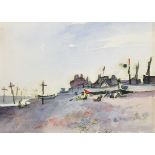 Fyffe Christie (1918-1979) British. "Aldeburgh Beach", Watercolour, Inscribed on labels on the