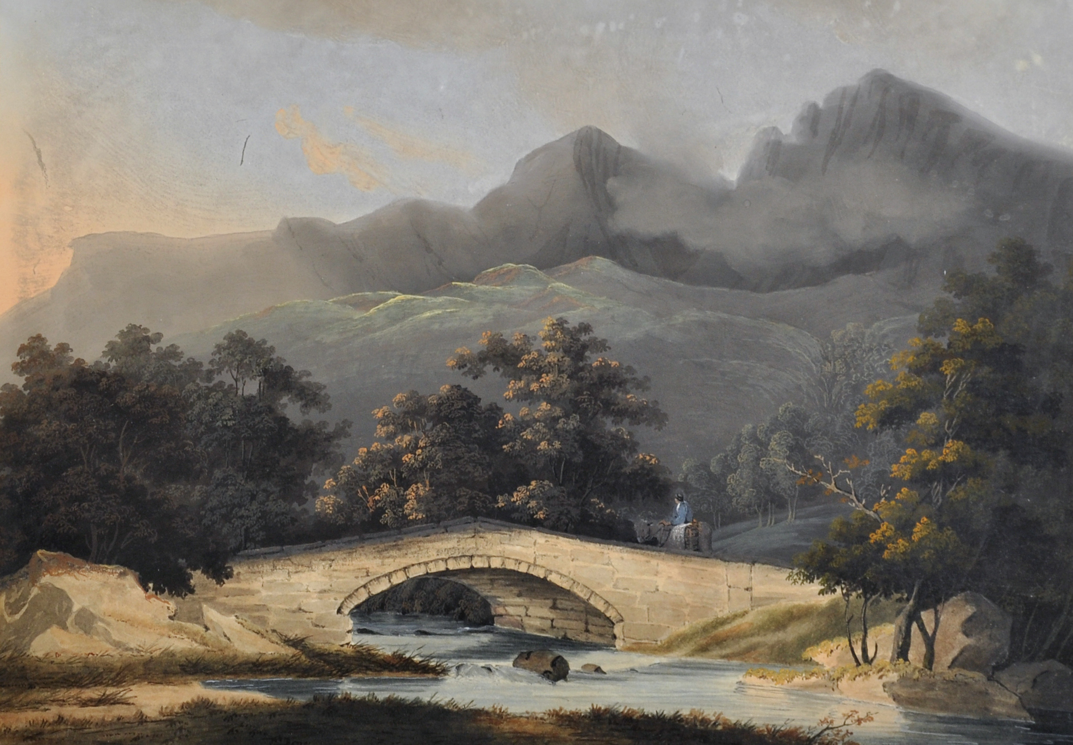 19th Century English School. "N. Wales, Cader Idris, taken from Pont", Gouache, Inscribed and
