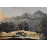 19th Century English School. "N. Wales, Cader Idris, taken from Pont", Gouache, Inscribed and