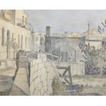 Fyffe Christie (1918-1979) British. "South, Italy", with a Lady Hanging Washing, Watercolour, Signed