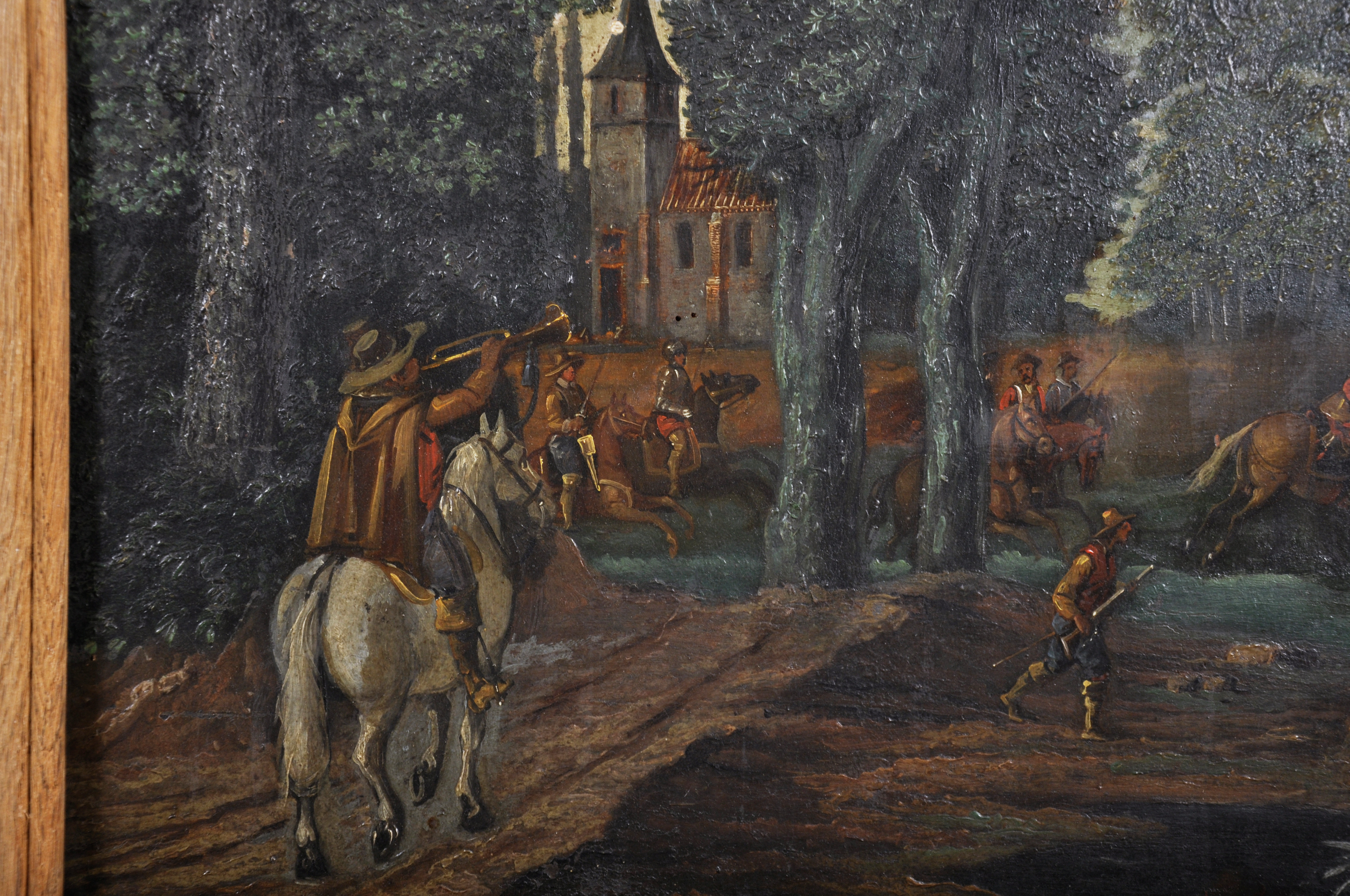 Manner of Sebastian Vrancx (1573-1647) Dutch. A Cavalry Skirmish, Oil on Panel, 17" x 29.25" (43 x - Image 4 of 5