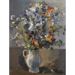 Early 20th Century French School. "Une Blanc", Still Life of Flowers in a White Vase, Oil on Canvas,