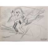 Laura Knight (1877-1970) British. “Skating Ballet”, with Two Figures, Charcoal and Pencil, Signed