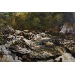 R… Haddon (19th Century) British. “View on the Conway”, a Rocky River Landscape, Oil on Canvas,