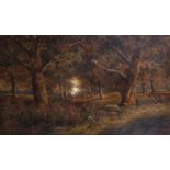 Joseph Thors (act.1863-1900) British. A Wooded Landscape with a Figure, Oil on Canvas, Signed, 30” x