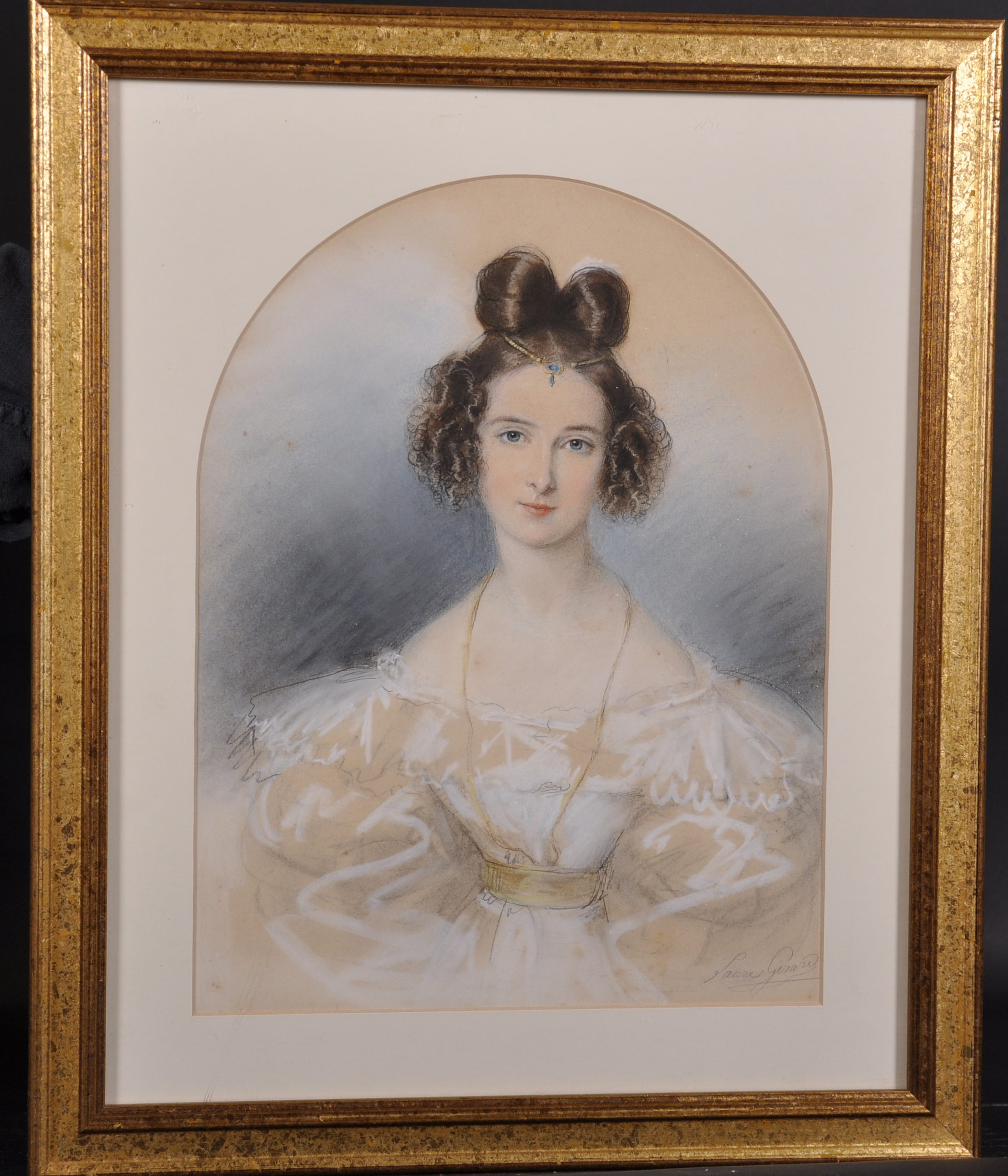 Laure Girard (19th Century) French. Bust Portrait of a Lady, Mixed Media, Signed in Pencil, - Image 2 of 5