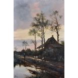 John Henry Boel (act.c.1890-1915) British. An Evening River Landscape, Oil on Canvas, Signed,