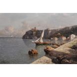 Giuseppe Carelli (1858-1921) Italian. “Vico”, a Coastal Scene, Oil on Canvas laid down, Signed and