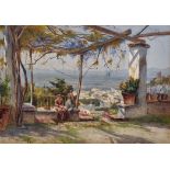 Percy Dixon (1862-1924) British “A Terraced Garden, Grenada” Watercolour, Signed and Dated 1894, and