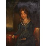 19th Century English School. Portrait of a Lady in an Interior, Oil on Canvas, 20” x 15.75” (50.7