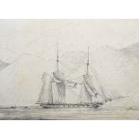 19th Century English School. "HMS Columbine", Pencil, Inscribed on mount, Unframed, 7" x 9.75" (18 x