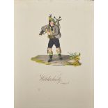 19th Century Austrian School. "Wildschulf", a Huntsman, Watercolour, Inscribed, Unframed, 7.5" x 5.