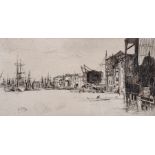 James McNeill Whistler (1834-1903) American. “Free Trade Wharf”, a Thames Scene, Etching,