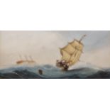 Richmond Markes (act.1890-1920) British Shipping in Choppy Waters Watercolour 9.5” x 20.25” (24 x
