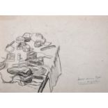 Laura Knight (1877-1970) British “Ballet Dressing Table”, Charcoal, Signed and Inscribed, with a