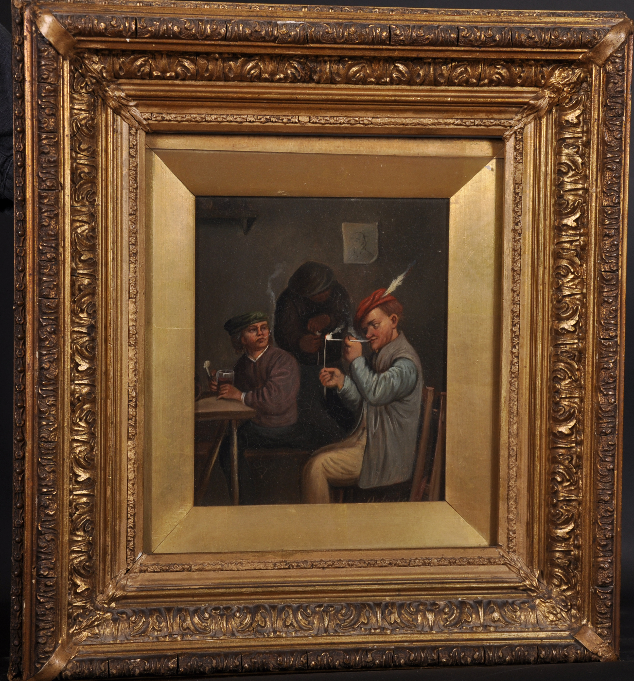 19th Century German School. Figures in a Tavern Interior, Oil on Metal, 8” x 6.75” (20.3 x 17.2cm) - Image 3 of 5