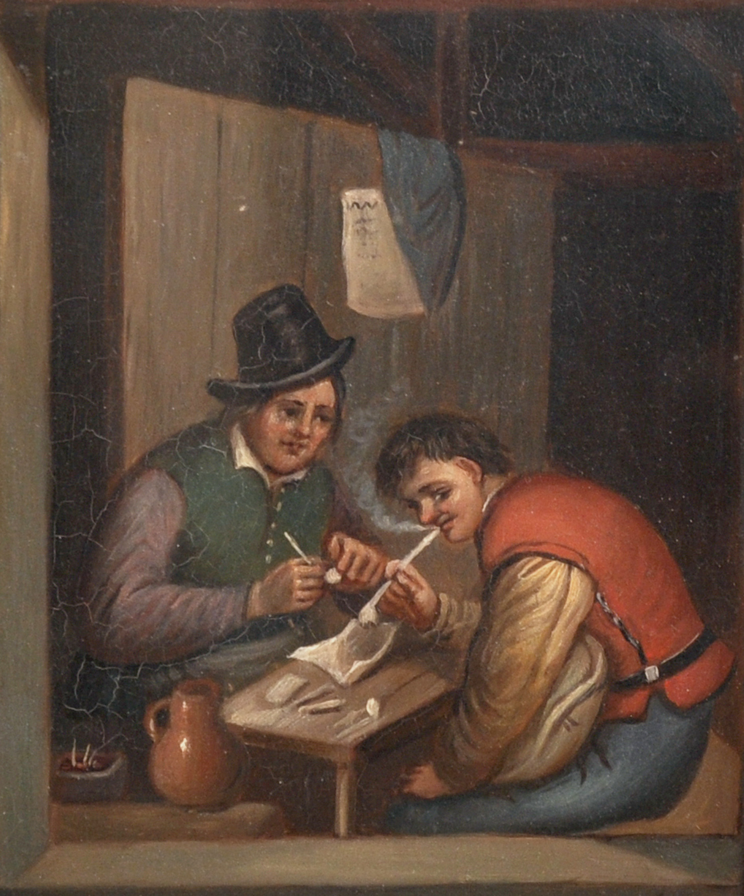 19th Century German School. Figures in a Tavern Interior, Oil on Metal, 8” x 6.75” (20.3 x 17.2cm) - Image 2 of 5