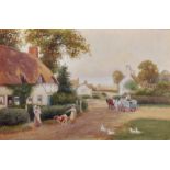 Robert Hollands Walker (act.1882-1922) British. “Princethorp, Warwick”, a Village Scene, with