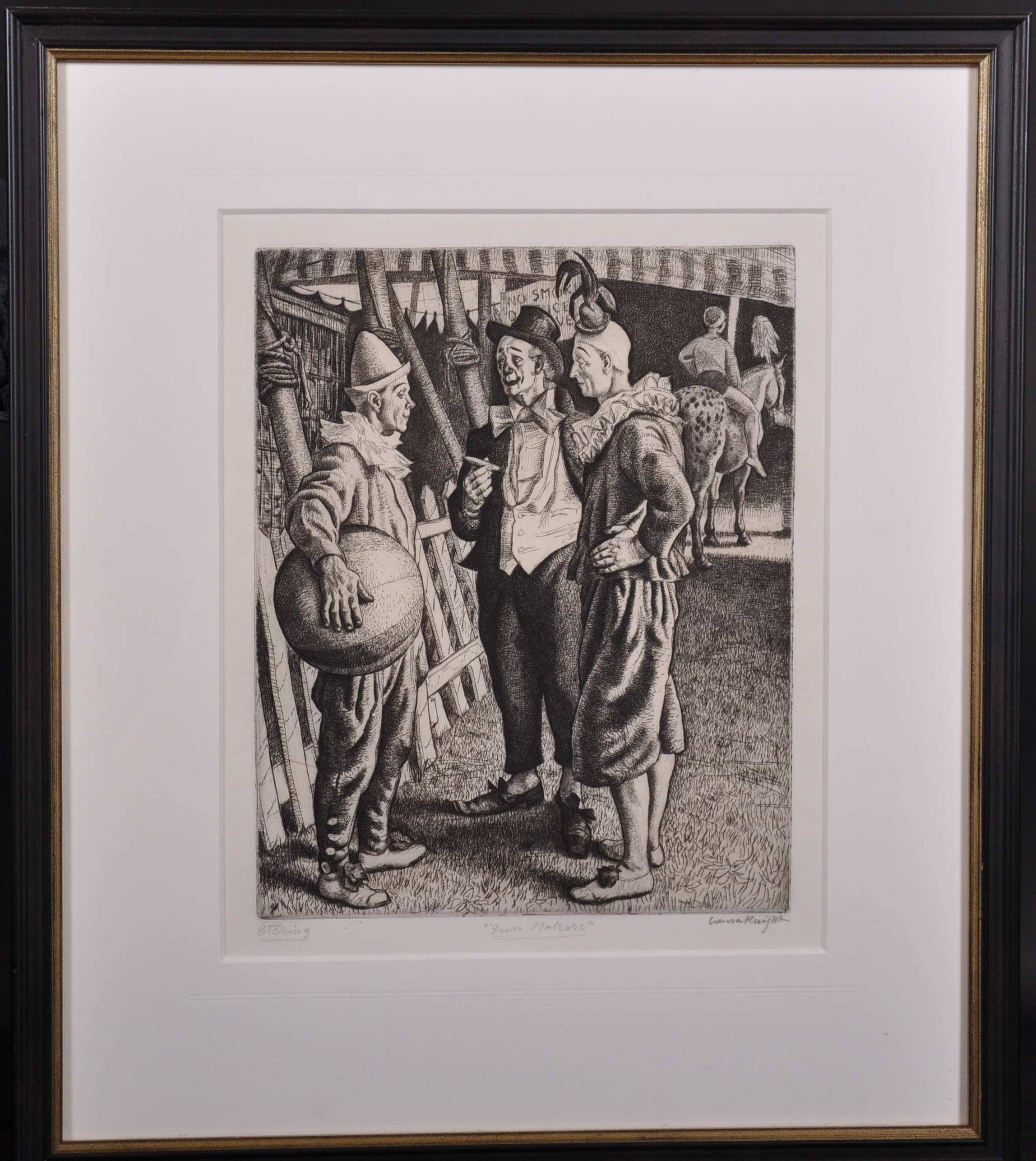 Laura Knight (1877-1970) British. “Fun Makers”, Clowns in the Ring, Etching, Signed and Inscribed in - Image 2 of 4