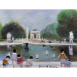 Jules Rene Herve (1887-1981) French. Children Around a Pond, Oil on Board, Signed, and Signed on the