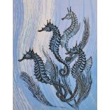 Clifford Cyril Webb (1895-1972) British. “Sea Horses”, Lithograph, Signed, Inscribed and numbered