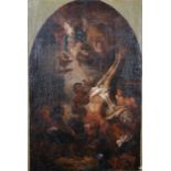 Late 18th Century French School. Christ Coming down from the Cross, Oil on Canvas, Painted Arch,