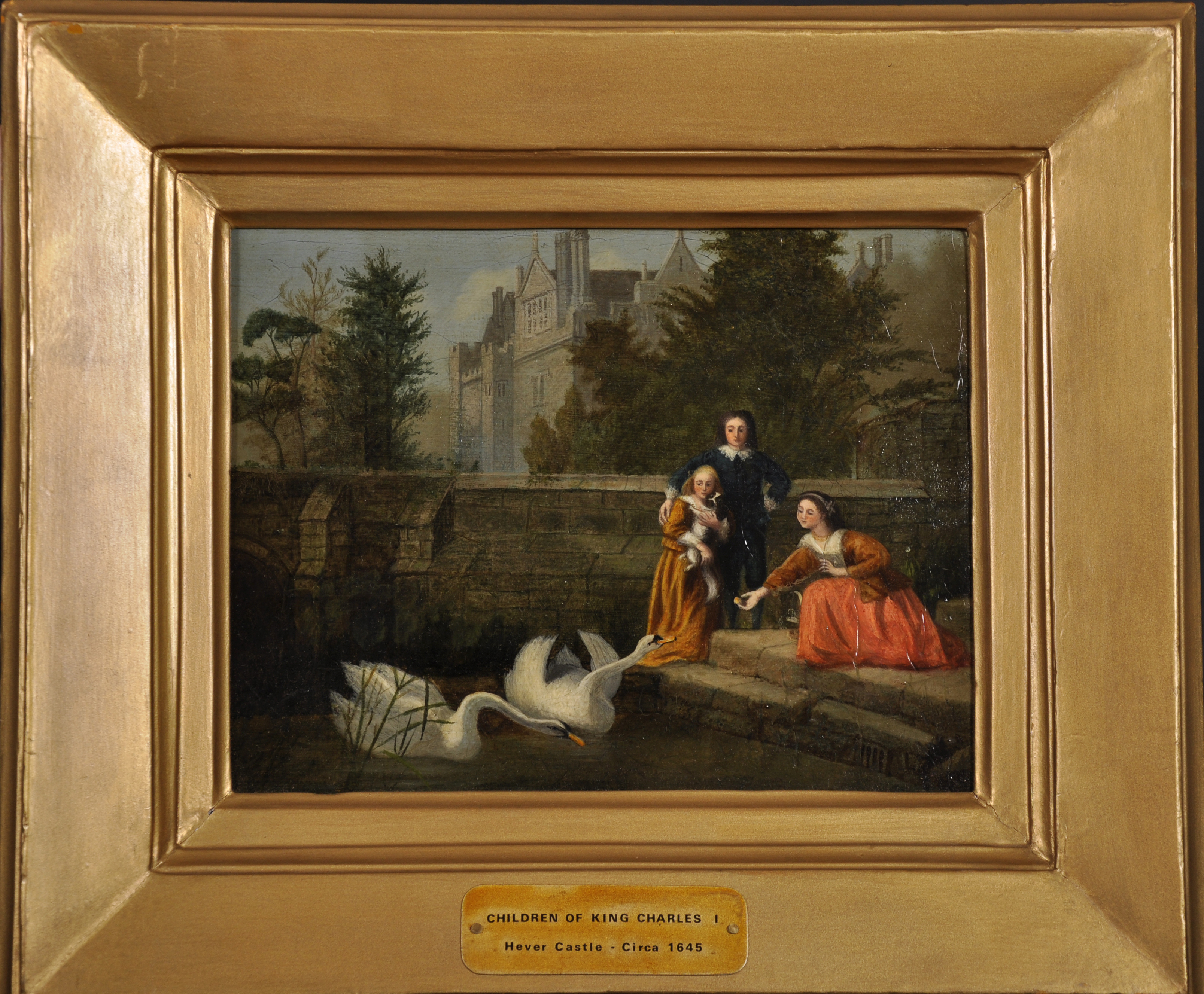 19th Century English School. “Children of King Charles I, Hever Castle, Circa 1645”, Oil on Board, - Image 2 of 3