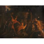 18th Century French School. Figures being Attacked, Oil on Canvas, Indistinctly Inscribed on the