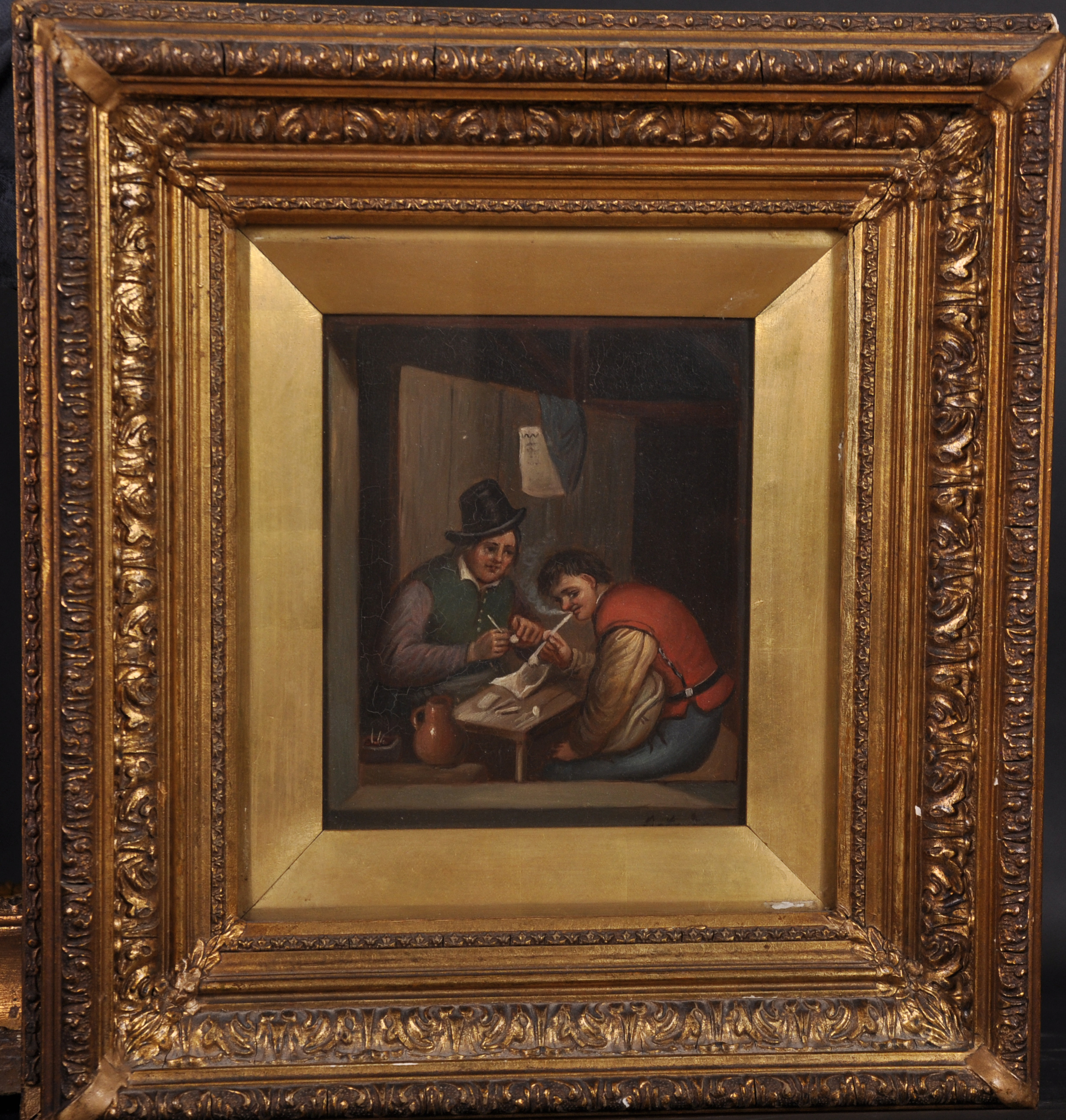 19th Century German School. Figures in a Tavern Interior, Oil on Metal, 8” x 6.75” (20.3 x 17.2cm) - Image 4 of 5