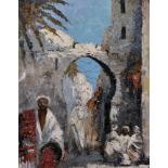 Early 20th Century European School. A Middle Eastern Street Scene with Figures, Oil on Canvas,