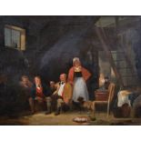 Circle of Nicholas Matthews Condy (1816-1851) British. An Interior Scene with Figures, Oil on Panel,