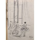Laura Knight (1877-1970) British. ‘Ballet Dancers’, Charcoal and Pencil, Signed, Unframed, 14” x 10”