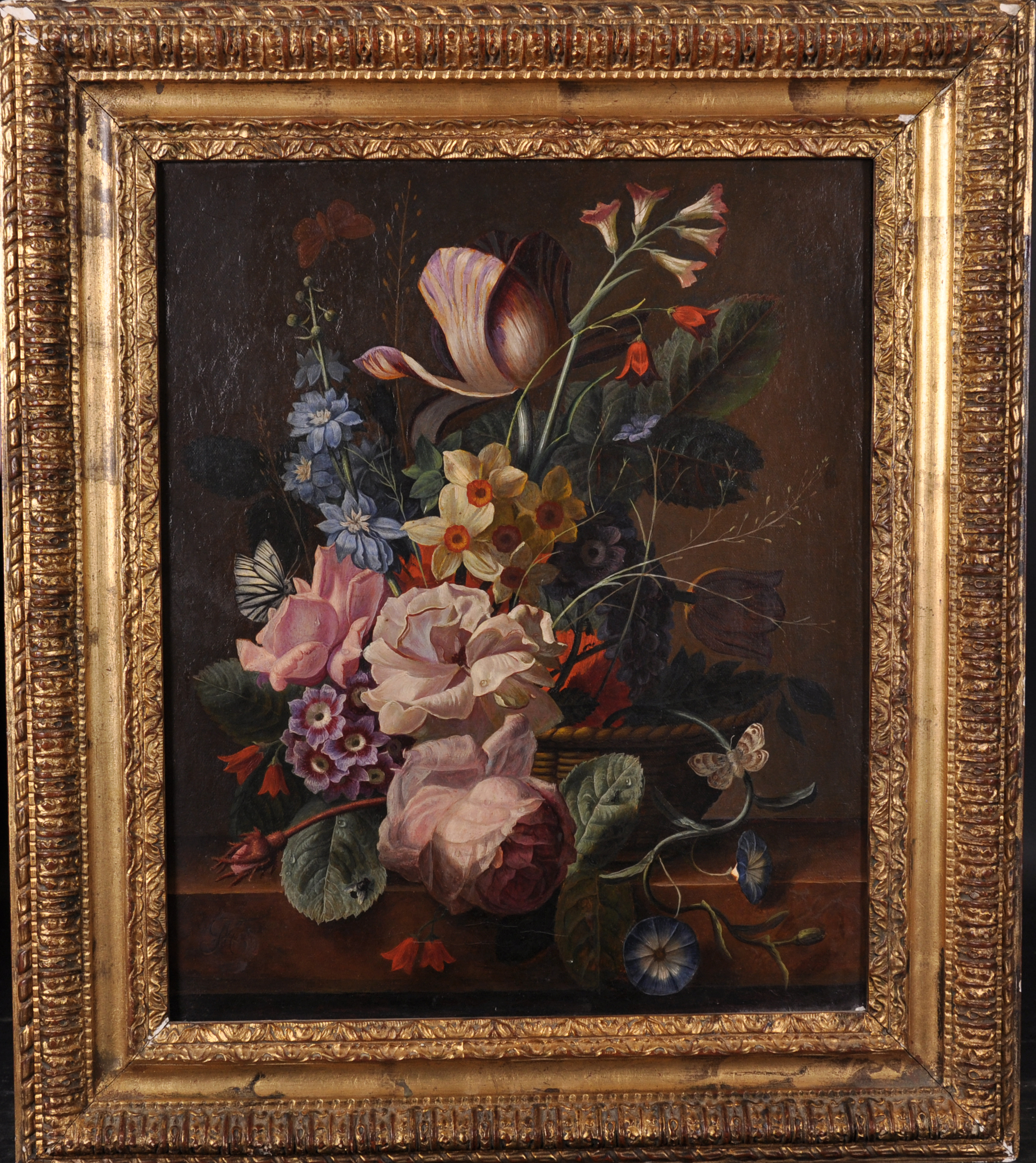 18th Century European School. A Still Life in a Wicker Basket, with a Butterfly, Oil on Canvas, - Image 2 of 5