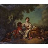 Manner of Jean-Honore Fragonard (1732-1806) French. A Courting Couple, Oil on Canvas, Unframed,
