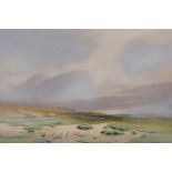 Charles E… Brittan (1870-1949) British. A Moorland Landscape, with distant Cattle, Watercolour,