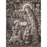 Alfred William Hassam (1842-1969) British. “The Holy Family”, Pen and Ink, Inscribed on a label on