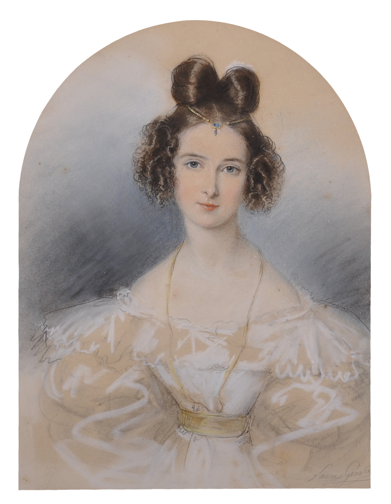 Laure Girard (19th Century) French. Bust Portrait of a Lady, Mixed Media, Signed in Pencil,
