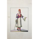 19th Century English School. "Costume di Caratagreci", Watercolour, Inscribed, Unframed, 7.5" x 5.5"