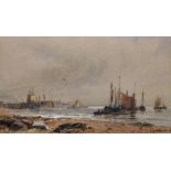 Thomas Bush Hardy (1842-1897) British. A Beach Scene with Moored Boats, Watercolour, Signed, 5.5”