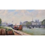 A… Schlaich (19th – 20th Century) French. ‘On the Seine, Paris’, Chalk, Signed and Dated 1889, 14.